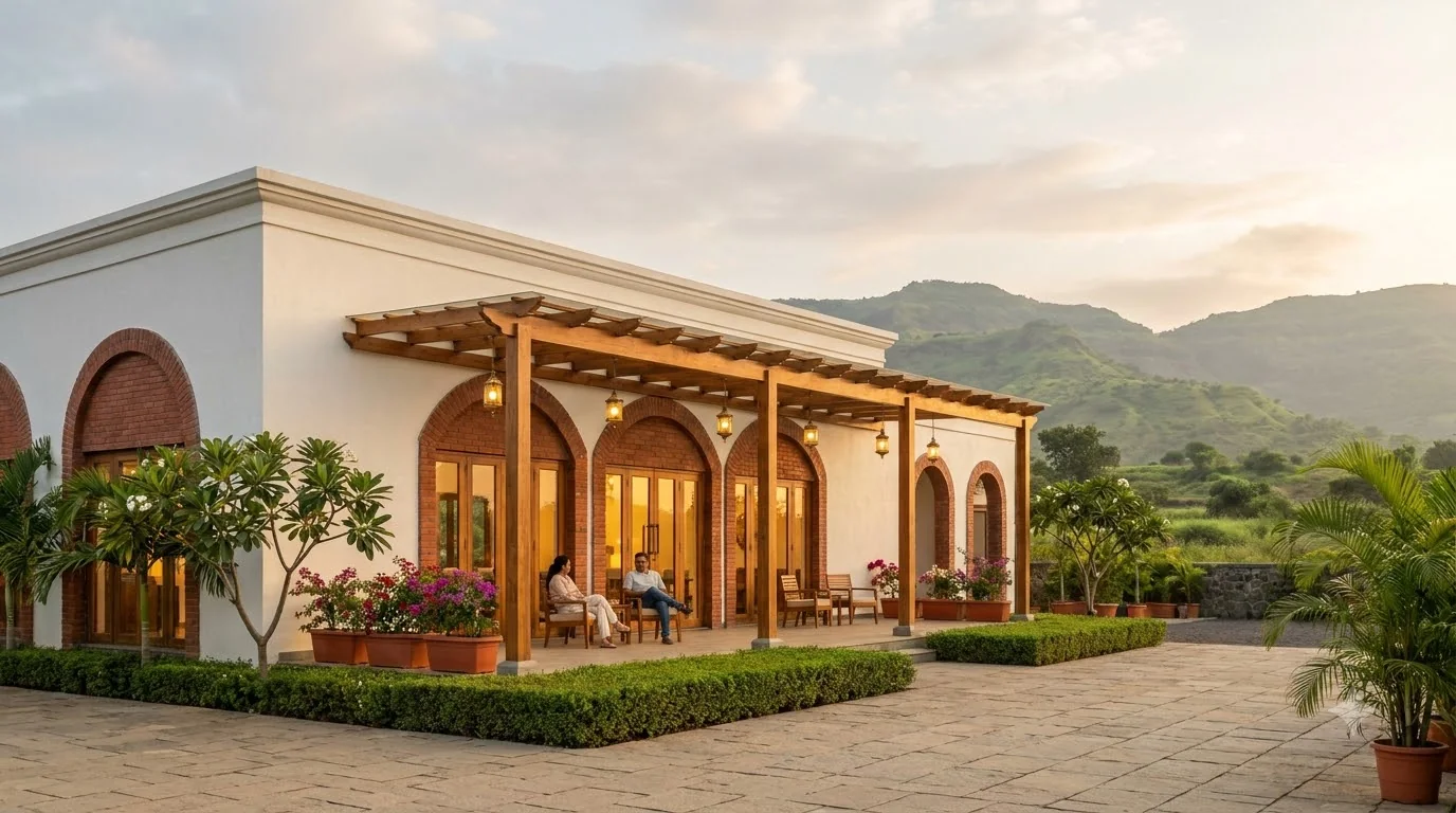 Clubhouse veranda with brick arches and a timber pergola (artist's impression)